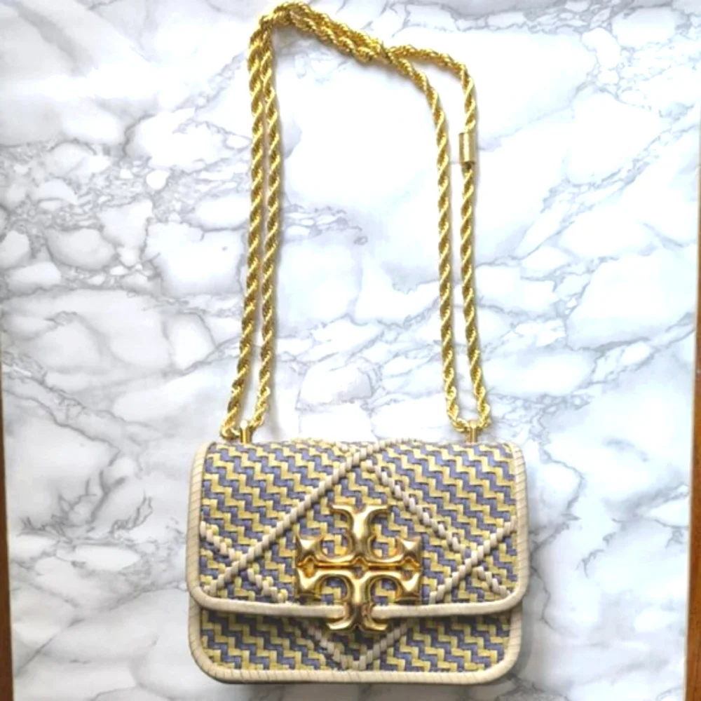 TORY BURCH Small Eleanor Diamond Woven Braided Leather Shoulder Bag